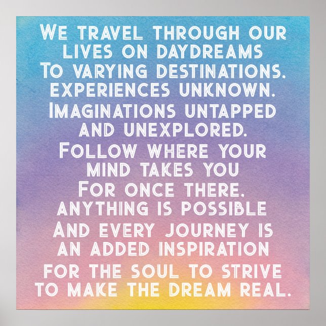 Póster Sunrise Sunset Daydreams Inspirational Quote (Frente)