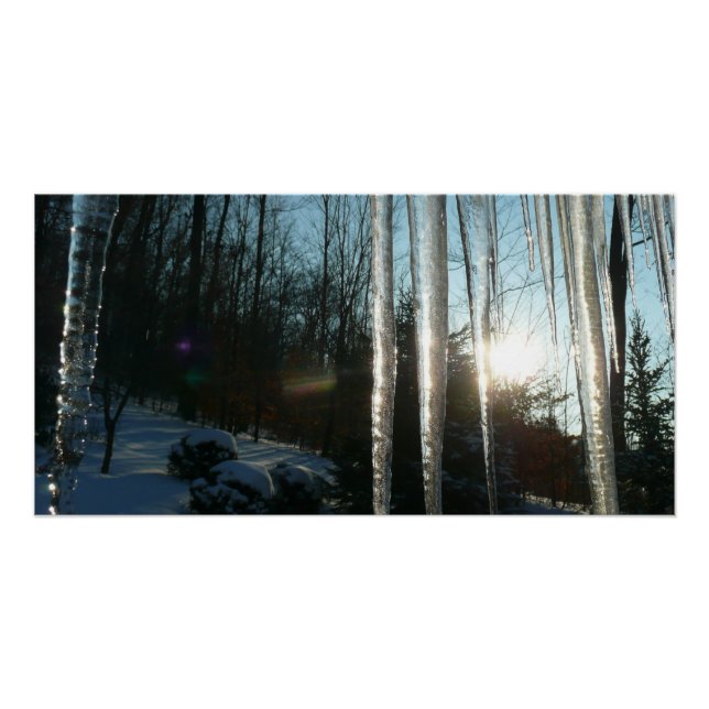 Póster Sunrise Through Icicles Winter Nature Photography (Anverso)