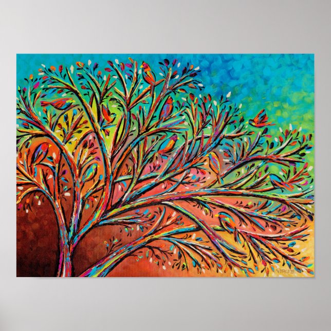 Póster Sunrise Treetop Birds II (Frente)