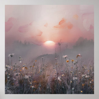 Póster Sunrise & Wildflowers