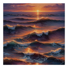 Póster sunset at ocean wall art