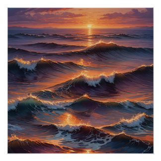 Póster sunset at ocean wall art