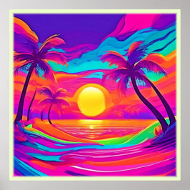 Póster Sunset azul y Naranja