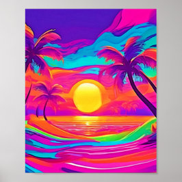 Póster Sunset azul y Naranja