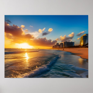 Póster Sunset Beach Cityscape