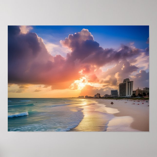 Póster Sunset Beach Cityscape (Frente)