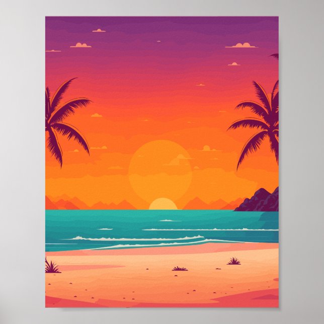 Póster Sunset Beach Scene (Frente)