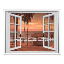 Sunset Coast Beach Ocean Fake View