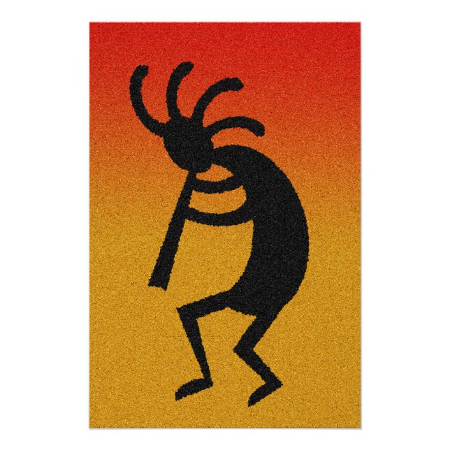 Póster Sunset Dancing Kokopelli del desierto del Suroeste (Anverso)