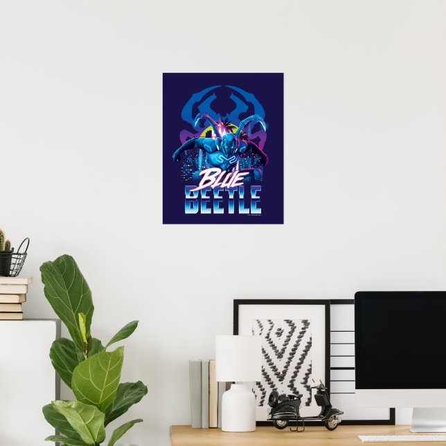 Póster Sunset de Blue Beetle Retrowave City (Oficina en casa)