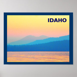 Póster Sunset de cian y salmón