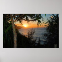 Sunset de la costa de Kauai Na Pali