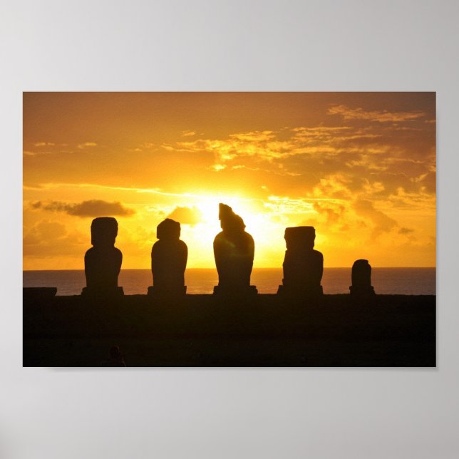 Póster Sunset de la Isla de Pascua (Frente)
