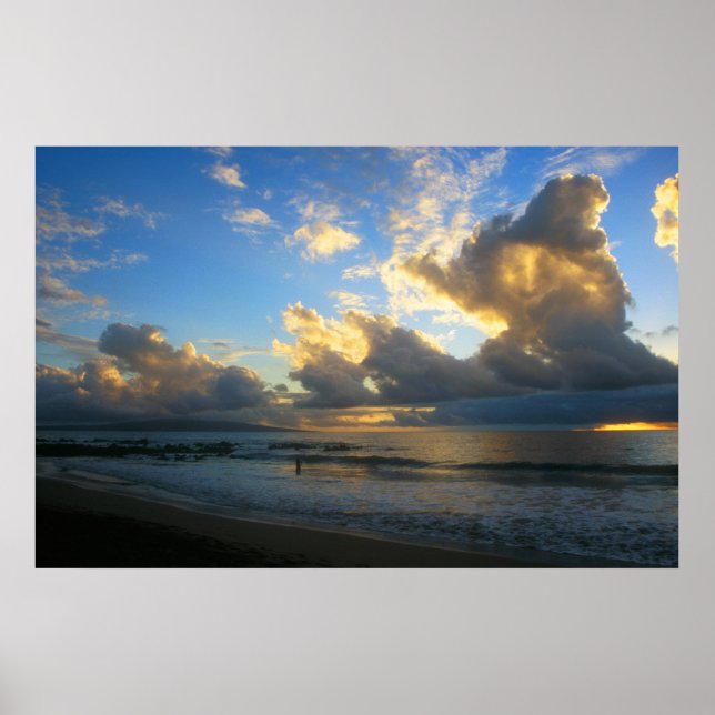 Póster Sunset de la tormenta de lluvia en la playa de Kam (Frente)