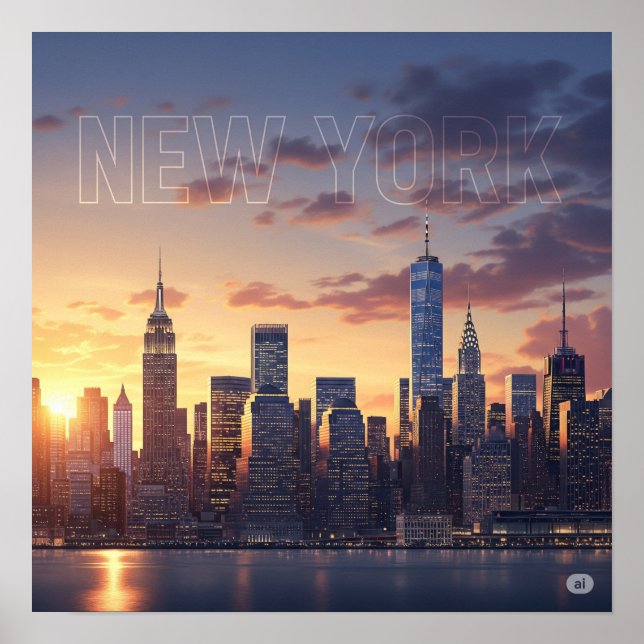 Póster Sunset de Nueva York (Frente)