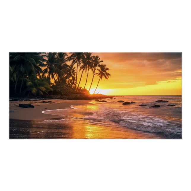 Póster Sunset de playa tropical (Anverso)