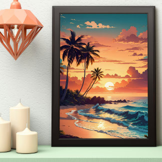 Póster Sunset de playa tropical
