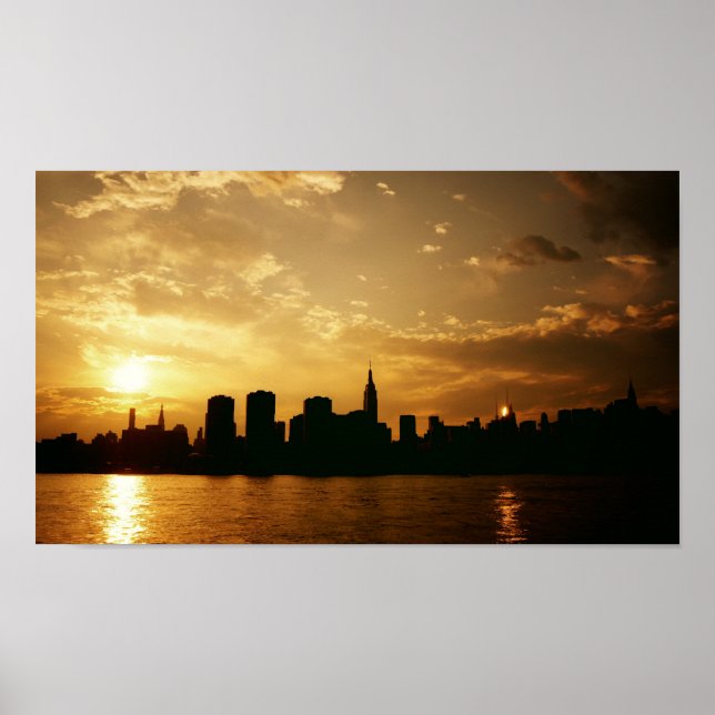 Póster Sunset de Skyline de Nueva York (Frente)