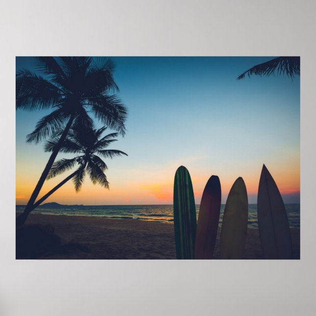 Póster Sunset de Surfing Tropical Paradise (Frente)