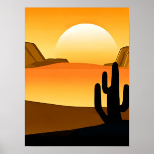 Póster Sunset del desierto del Suroeste con las Mesas