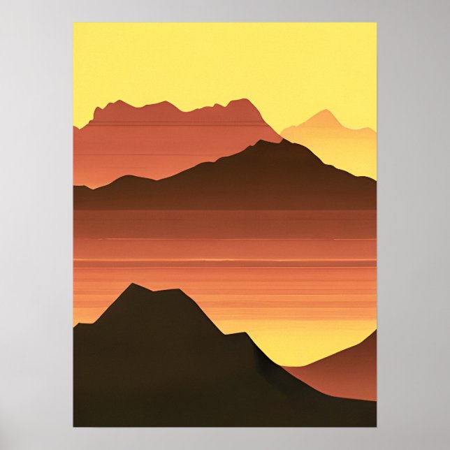 Póster Sunset del desierto del Suroeste con montañas (Frente)