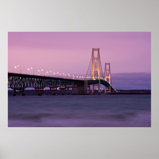 Póster Sunset del puente Mackinac (Frente)