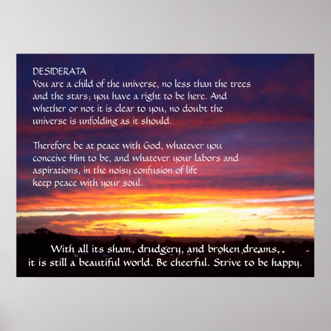 Póster Sunset DESIDERATA (Frente)