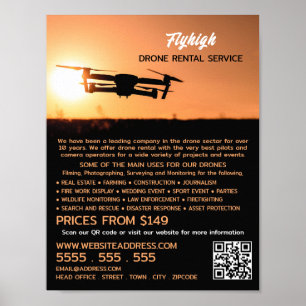 Póster Sunset Drone Silhouette, compañía de alquiler de d