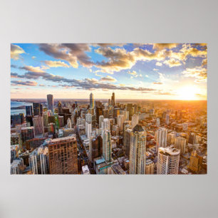 Póster Sunset en Chicago