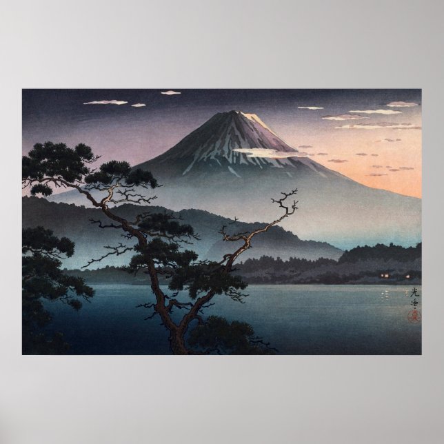 Póster Sunset en el lago Saiko por Tsuchiya Koitsu (Frente)