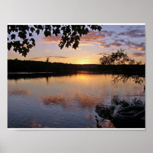 Póster Sunset en el lago St. George, Maine
