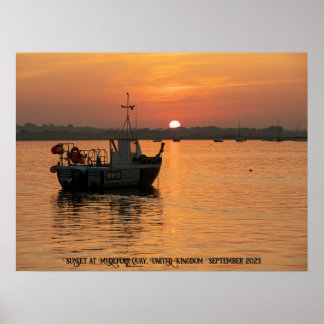 Póster Sunset en el muelle de Mudeford, Reino Unido