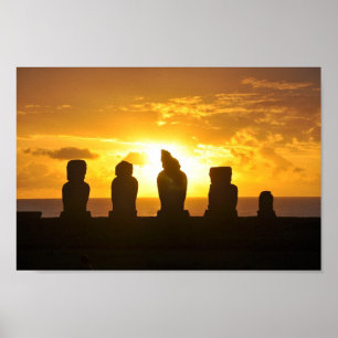 Póster Sunset en Isla de Pascua