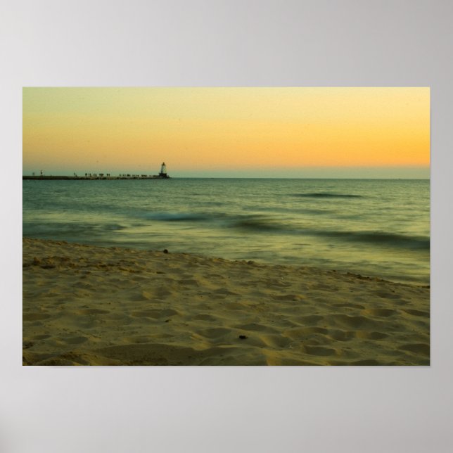 Póster Sunset en Ludington Light (Frente)