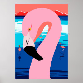 Póster Sunset Flamingos