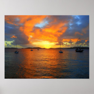 Póster Sunset, Frank Bay, St. John, Islas Vírgenes Estado