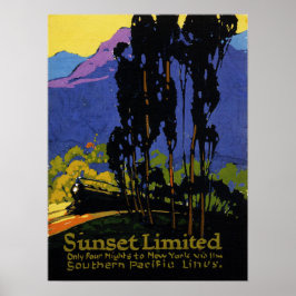 Póster Sunset Limited Travel Poster de Ferrocarriles del 