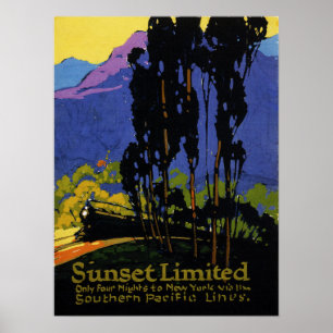 Póster Sunset Limited Travel Poster de Ferrocarriles del