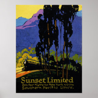 Póster Sunset Limited Travel Poster de Ferrocarriles del 