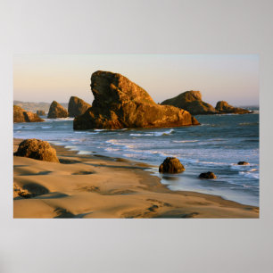 Póster Sunset, Meyers Beach, Oregon, USA