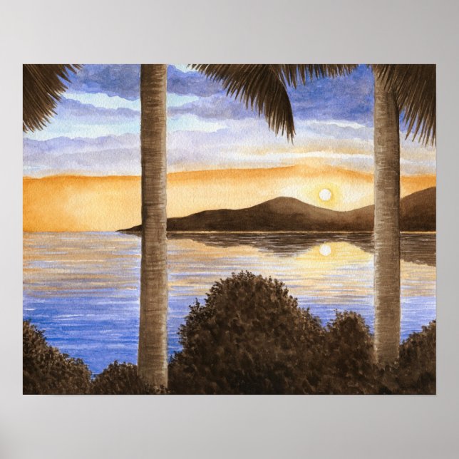 Póster Sunset Ocean Beach Sea View 166 (Frente)