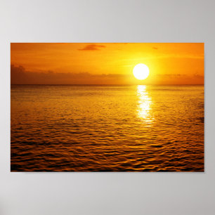 Póster Sunset on caribbean beach.