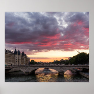 Póster Sunset on the Seine River Poster
