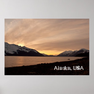 Póster Sunset Over Cannery Bay; Alaska Souvenir
