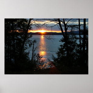 Póster Sunset Over Forest Lake Poster