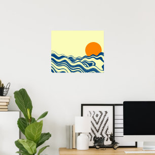 Póster Sunset Over Waves