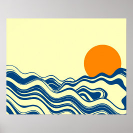 Póster Sunset Over Waves