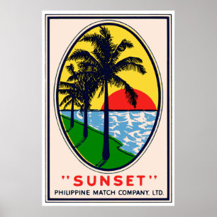 Póster Sunset Philippine Match Company, Etiqueta LTD