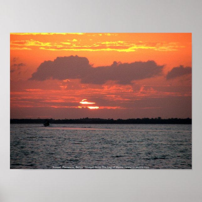 Póster Sunset, Placencia, Belice (Frente)