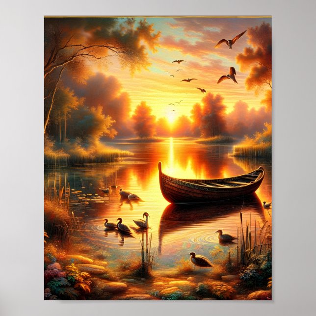 Póster Sunset Rowboat Digital (Frente)
